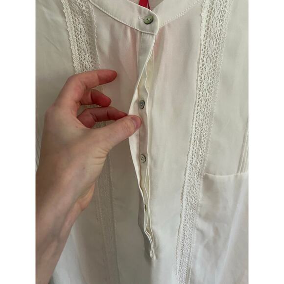 NEW English Laundry Women's S Short Sleeve Blouse Top White Ivory Grandma Sheer - Picture 12 of 14